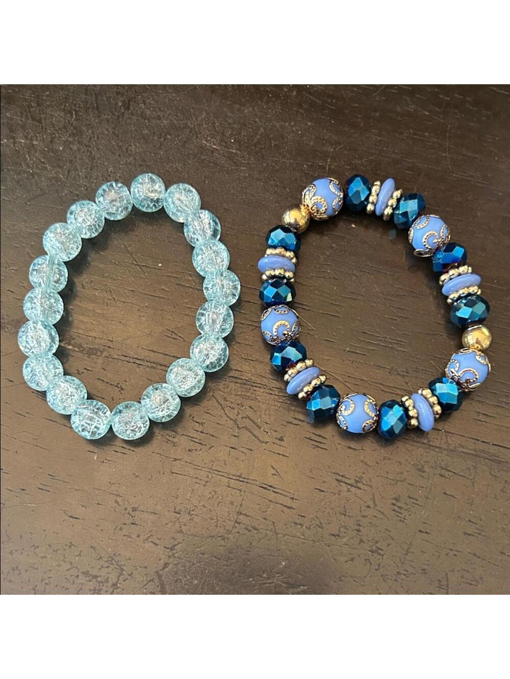 Blue Beaded Bracelets Set